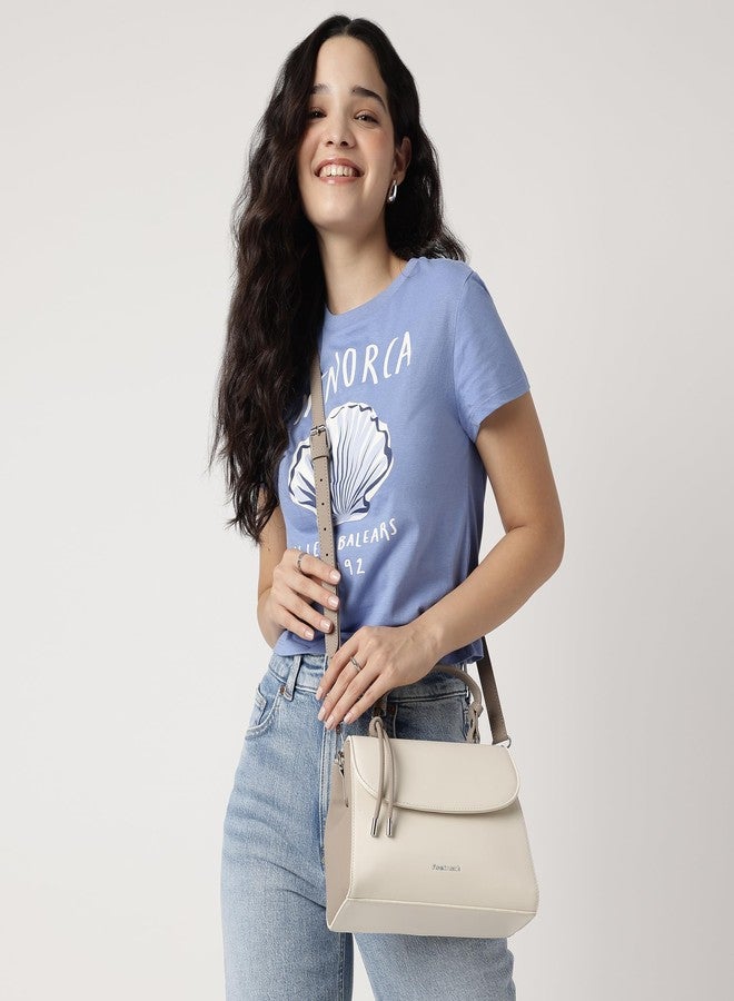 Fastrack Structured Satchel Bag for Women | Faux Leather Handbag with Knotted Handle, 3 Compartments, Inner and Outer Pockets | Elegant Everyday Satchel for Work, Travel and Casual Use - Image 2
